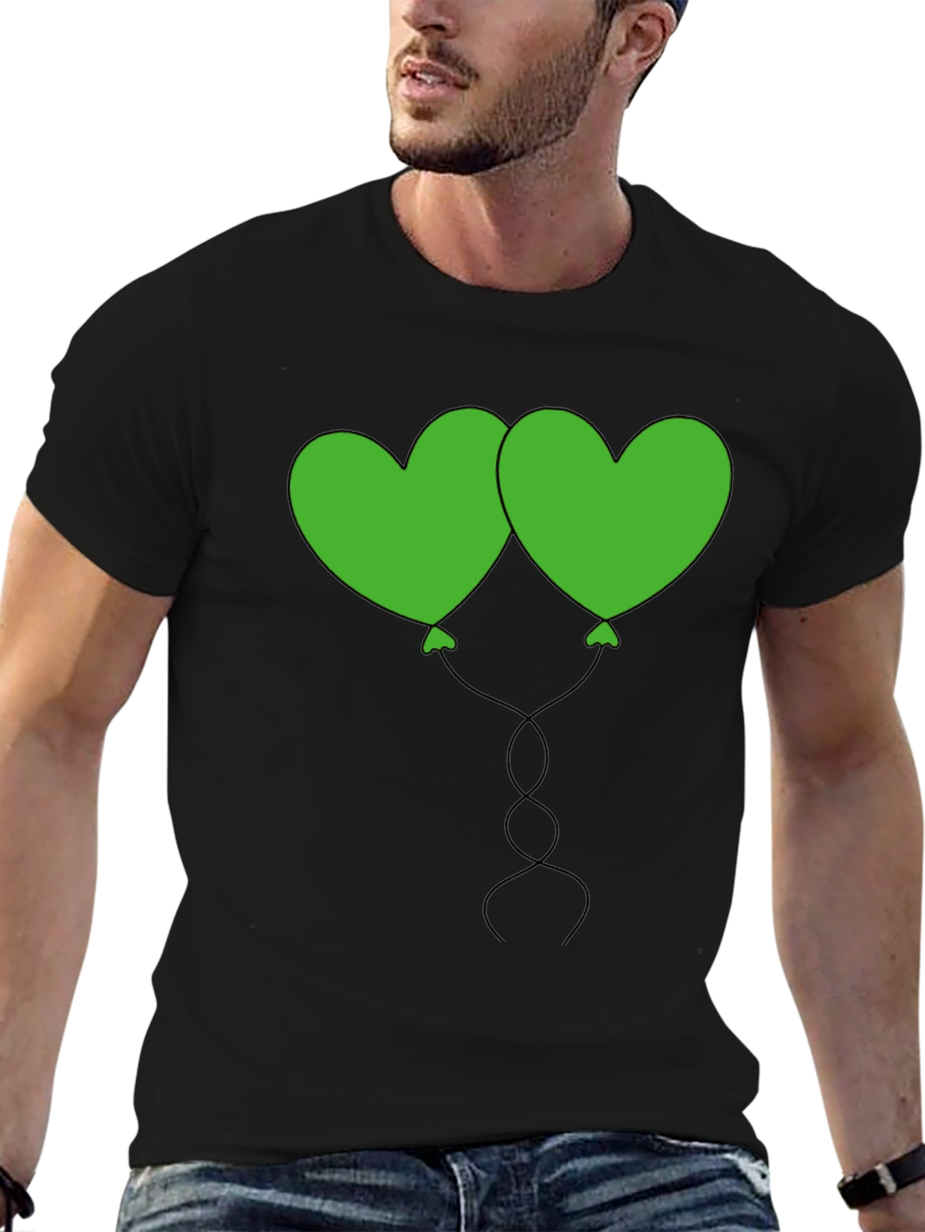 Heart Balloon Graphic Tee - Black