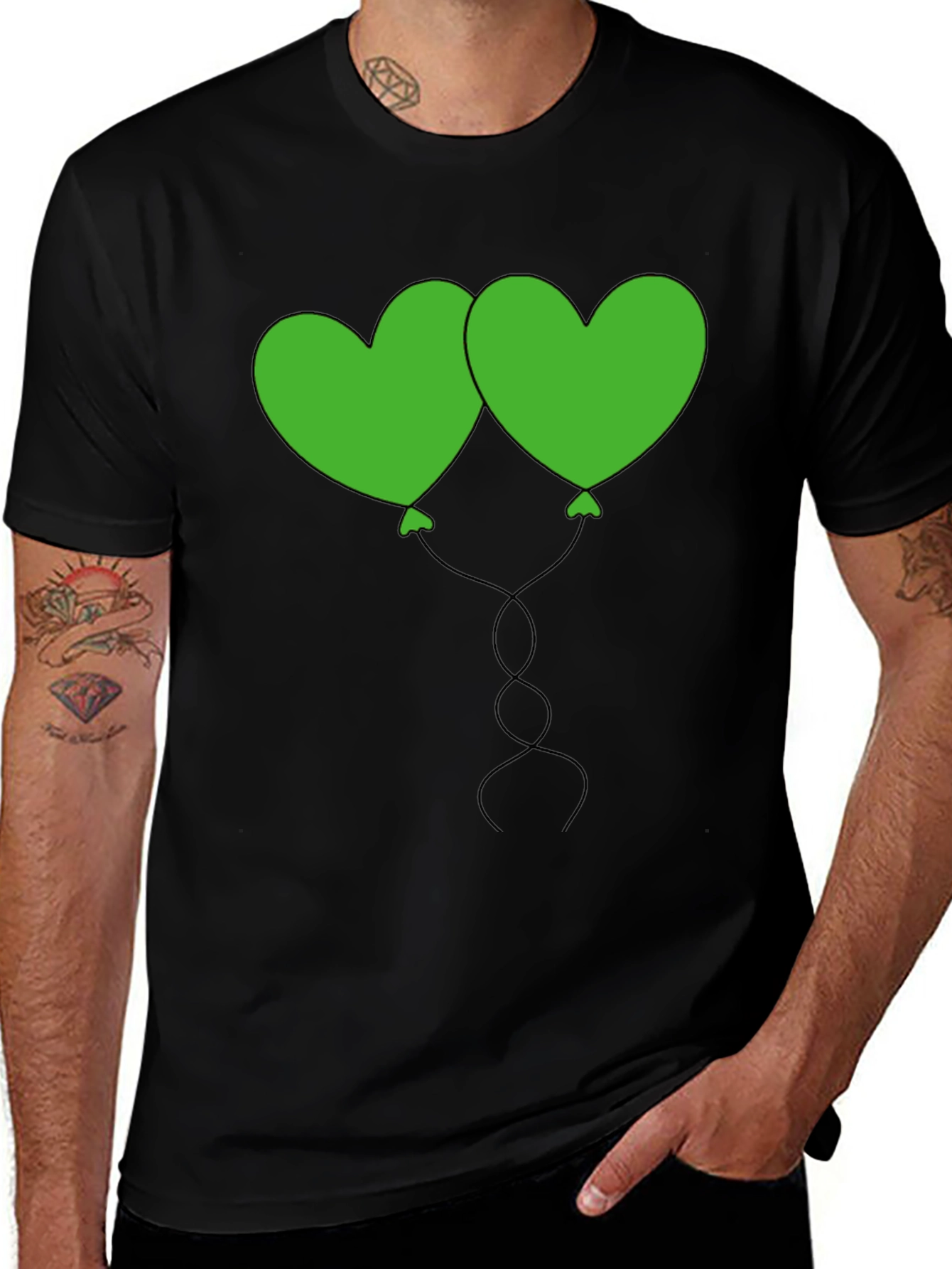 Heart Balloon Graphic Tee - Black