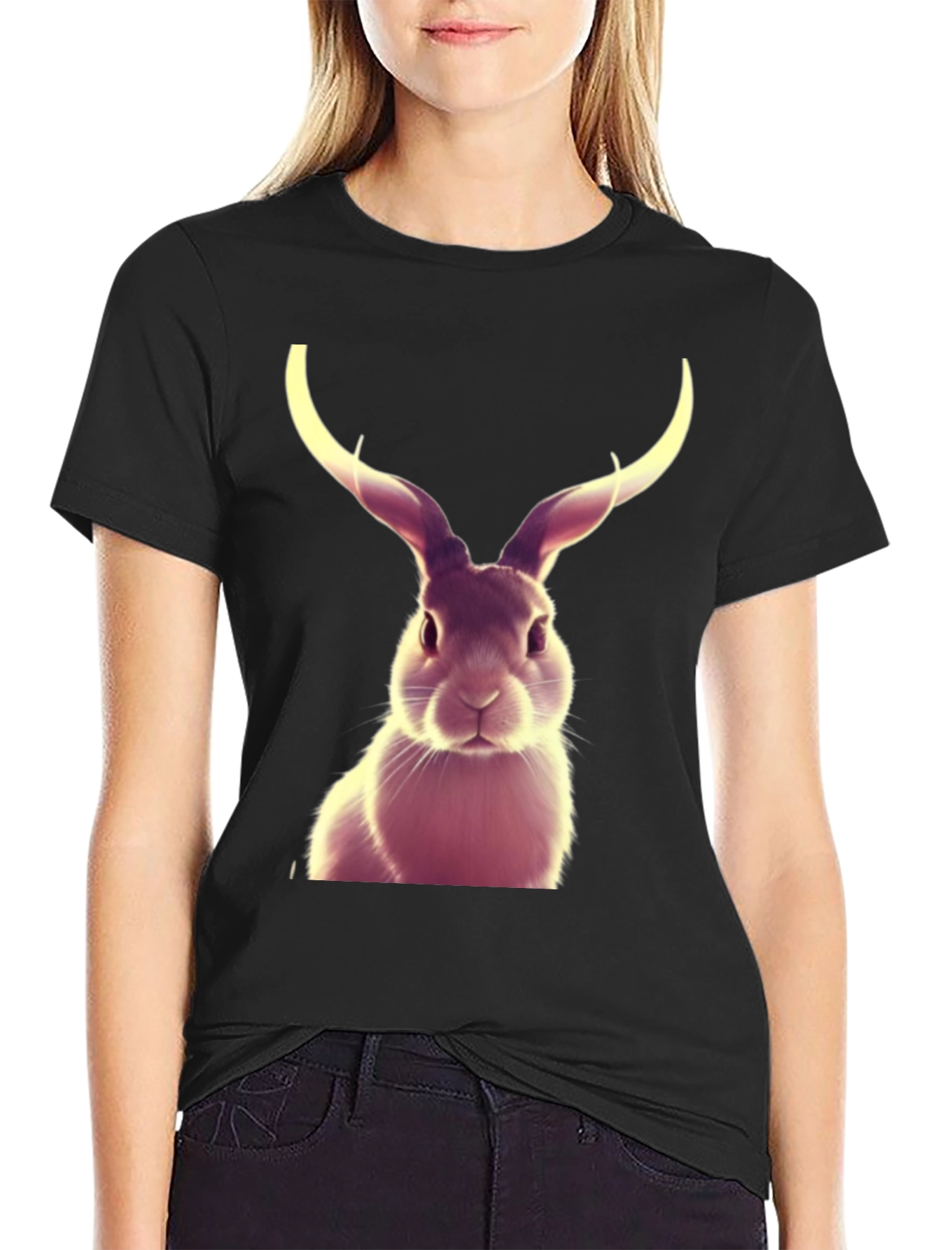 Rabbit with Antlers Graphic T-Shirt