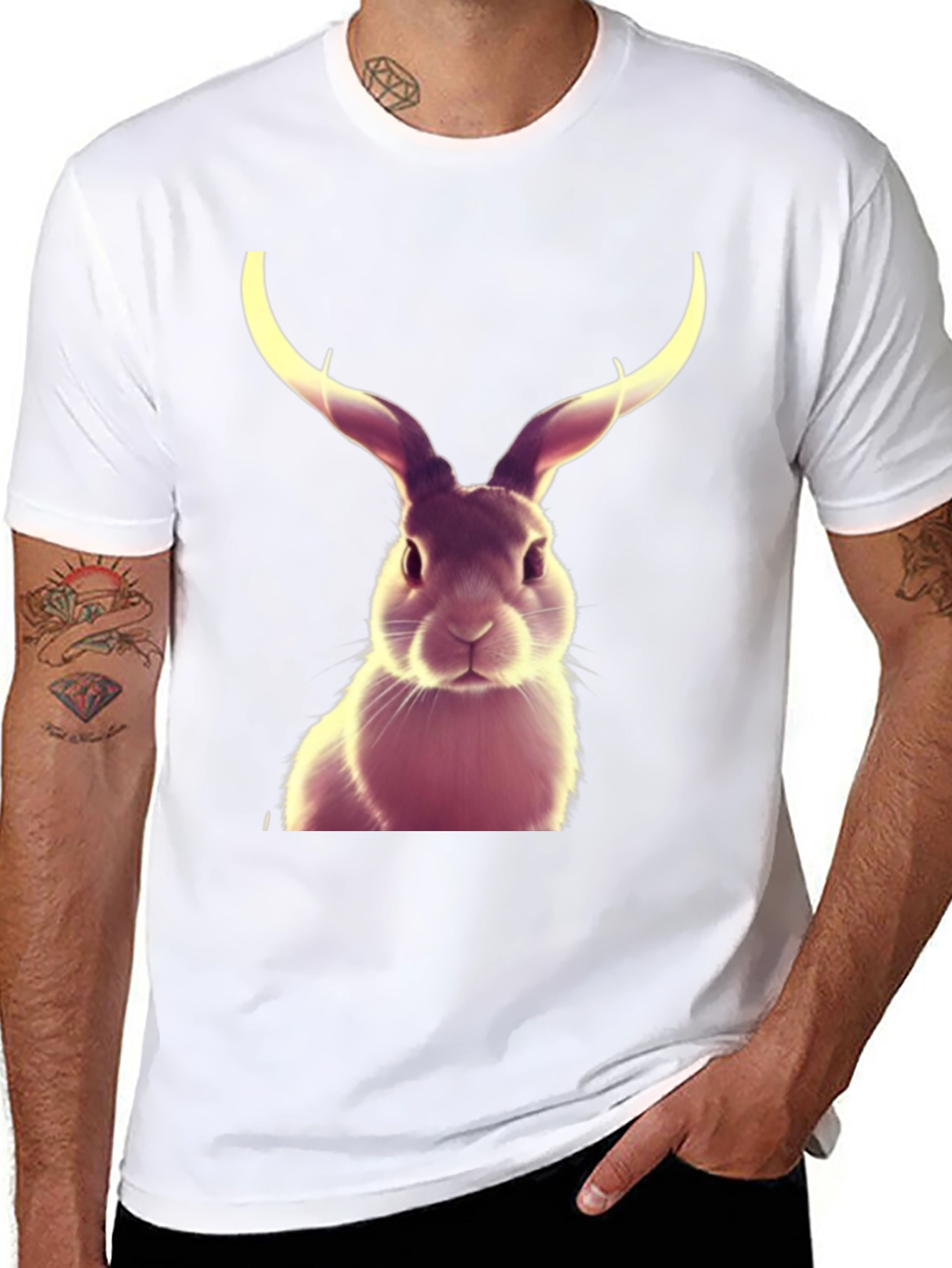Rabbit with Antlers Graphic T-Shirt