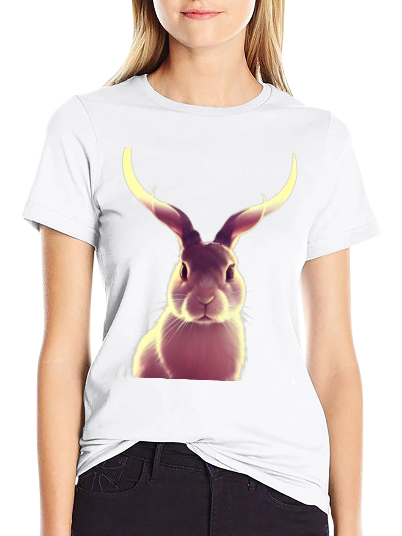Rabbit with Antlers Graphic T-Shirt