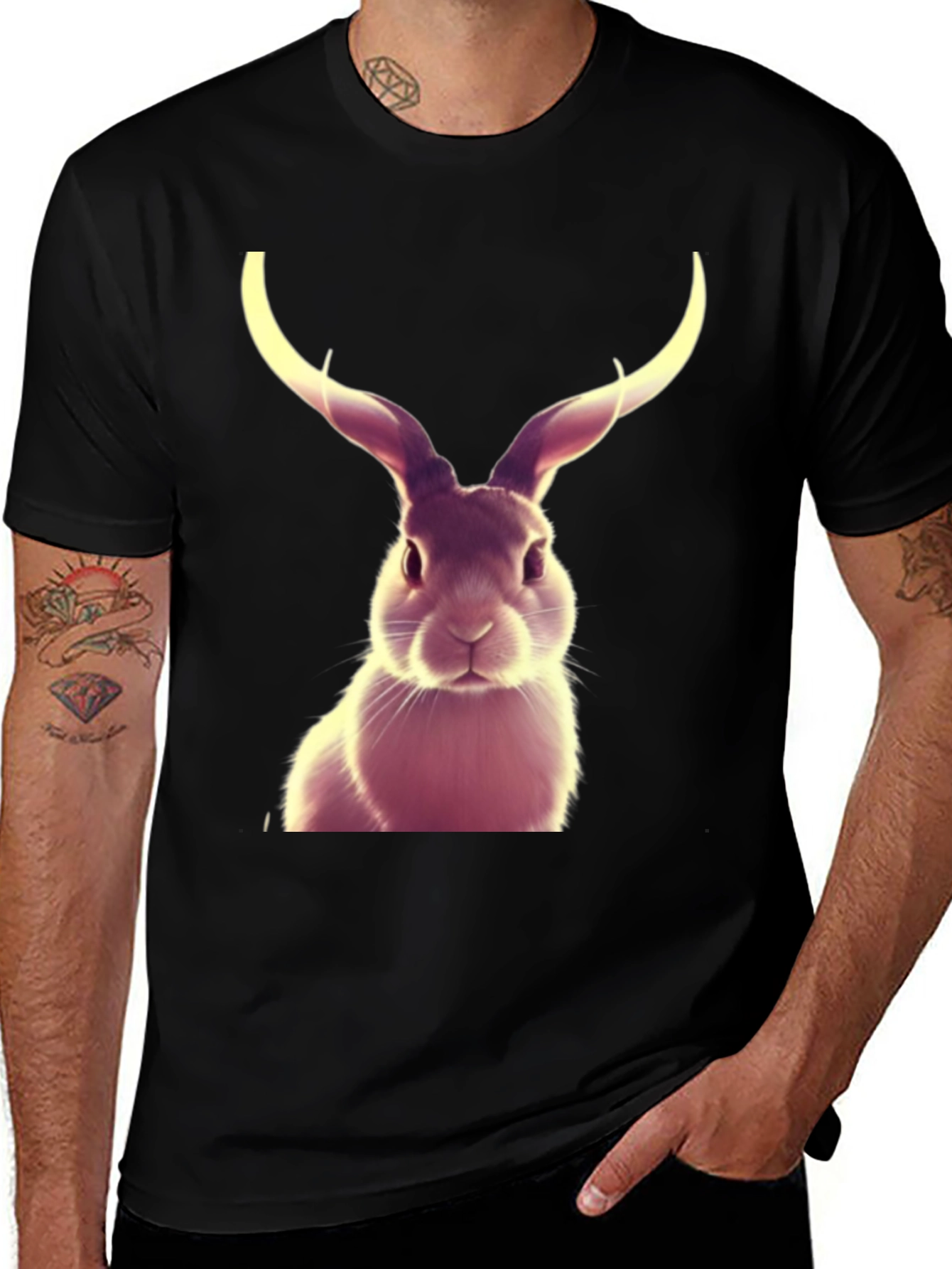 Rabbit with Antlers Graphic T-Shirt