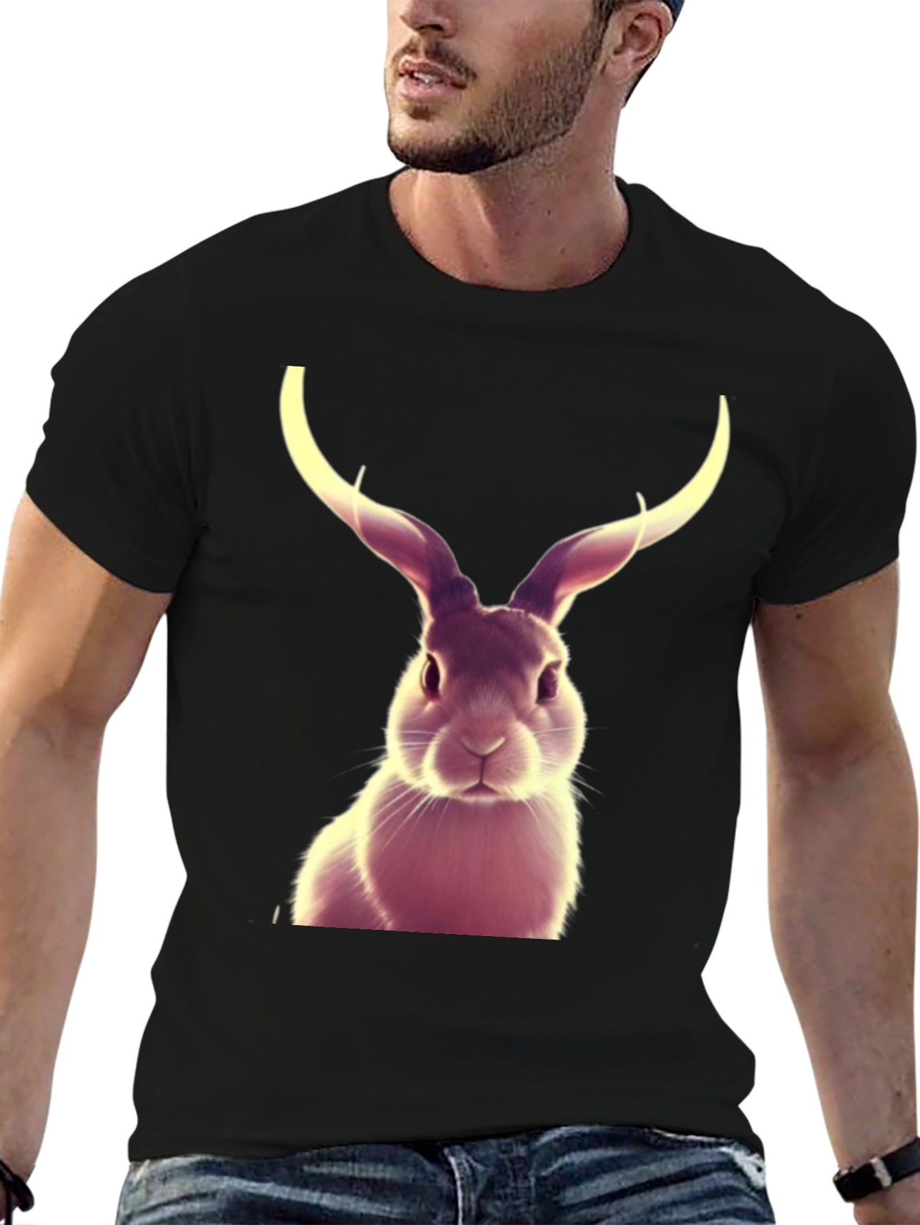 Rabbit with Antlers Graphic T-Shirt