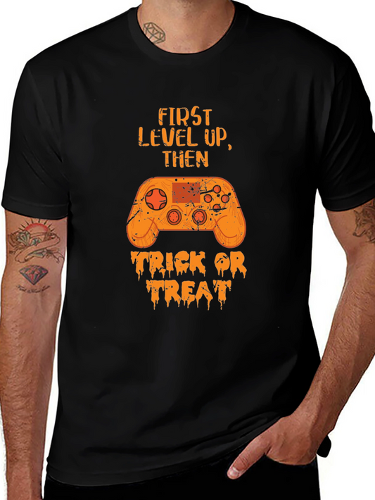 Gamer Halloween T-Shirt - First Level Up Then Trick or Treat