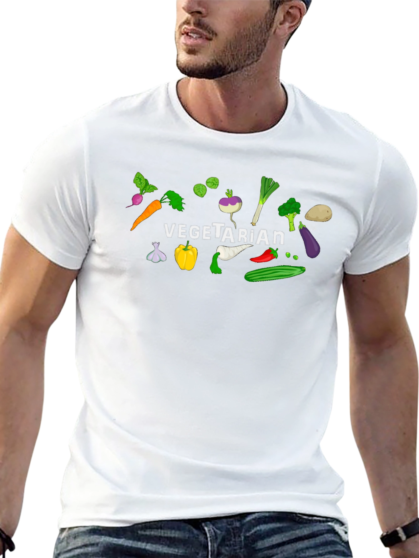Vegetarian Graphic Tee - Black Cotton T-Shirt