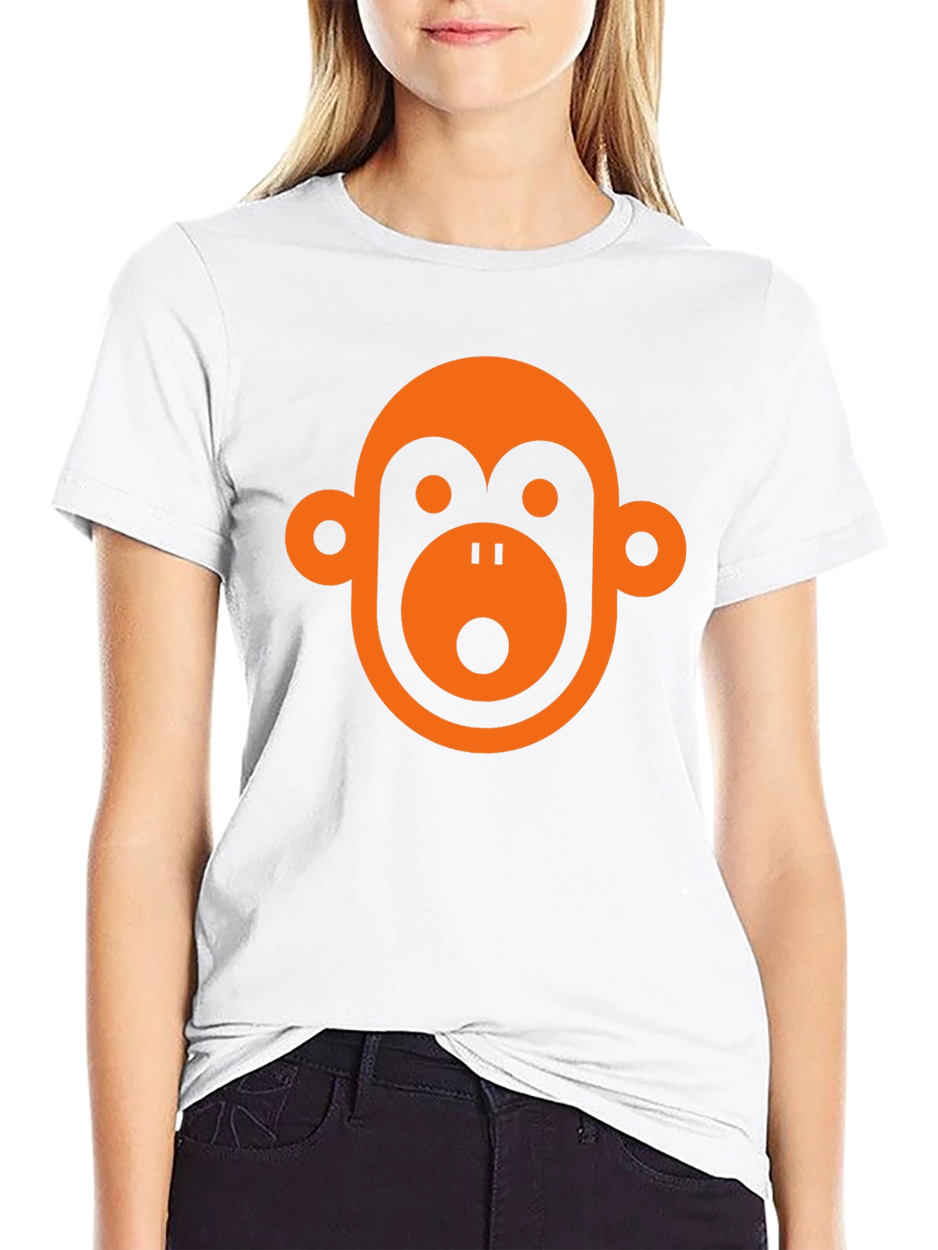 Monkey Face Graphic Tee - Black Casual T-Shirt