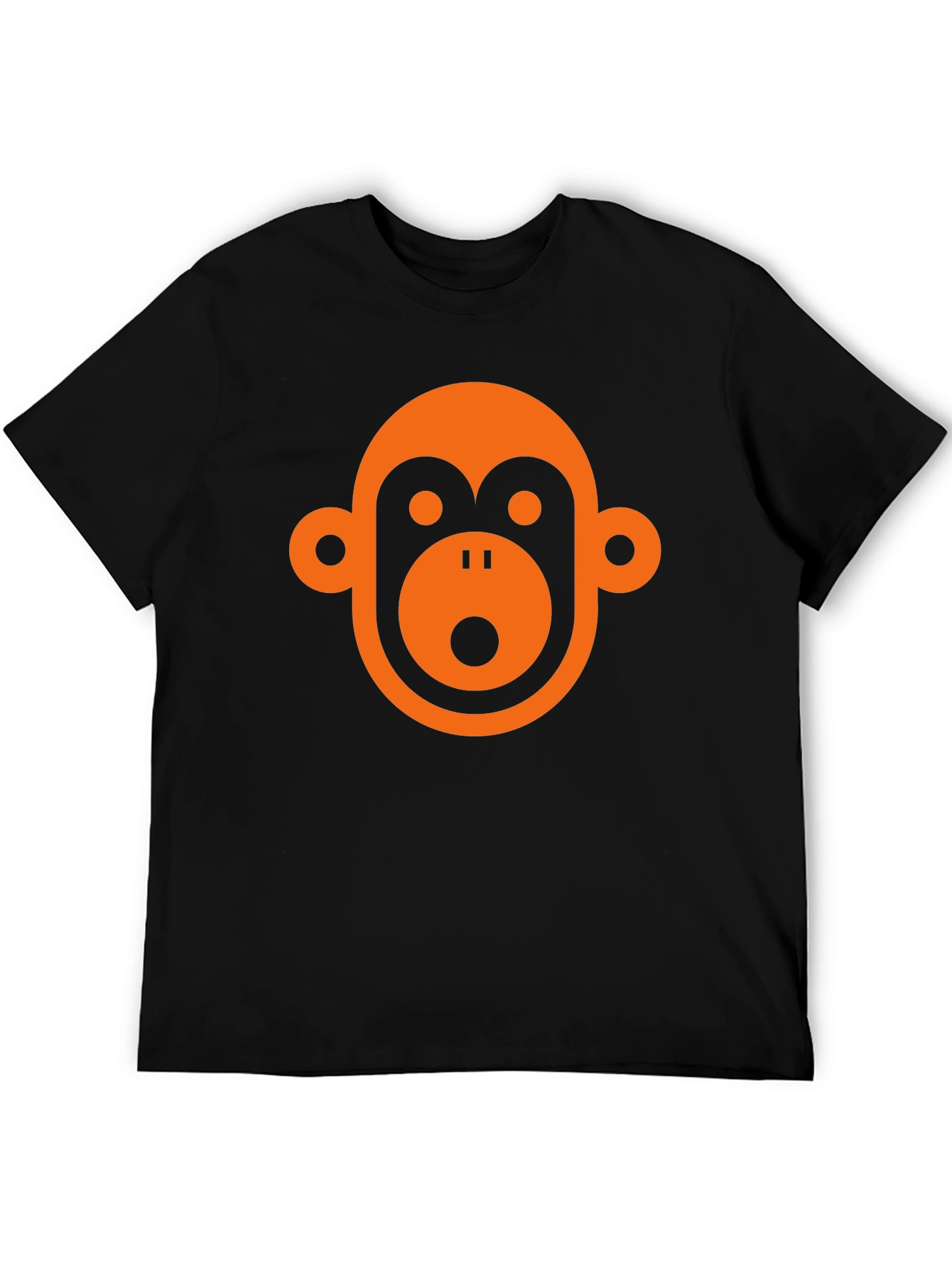 Monkey Face Graphic Tee - Black Casual T-Shirt