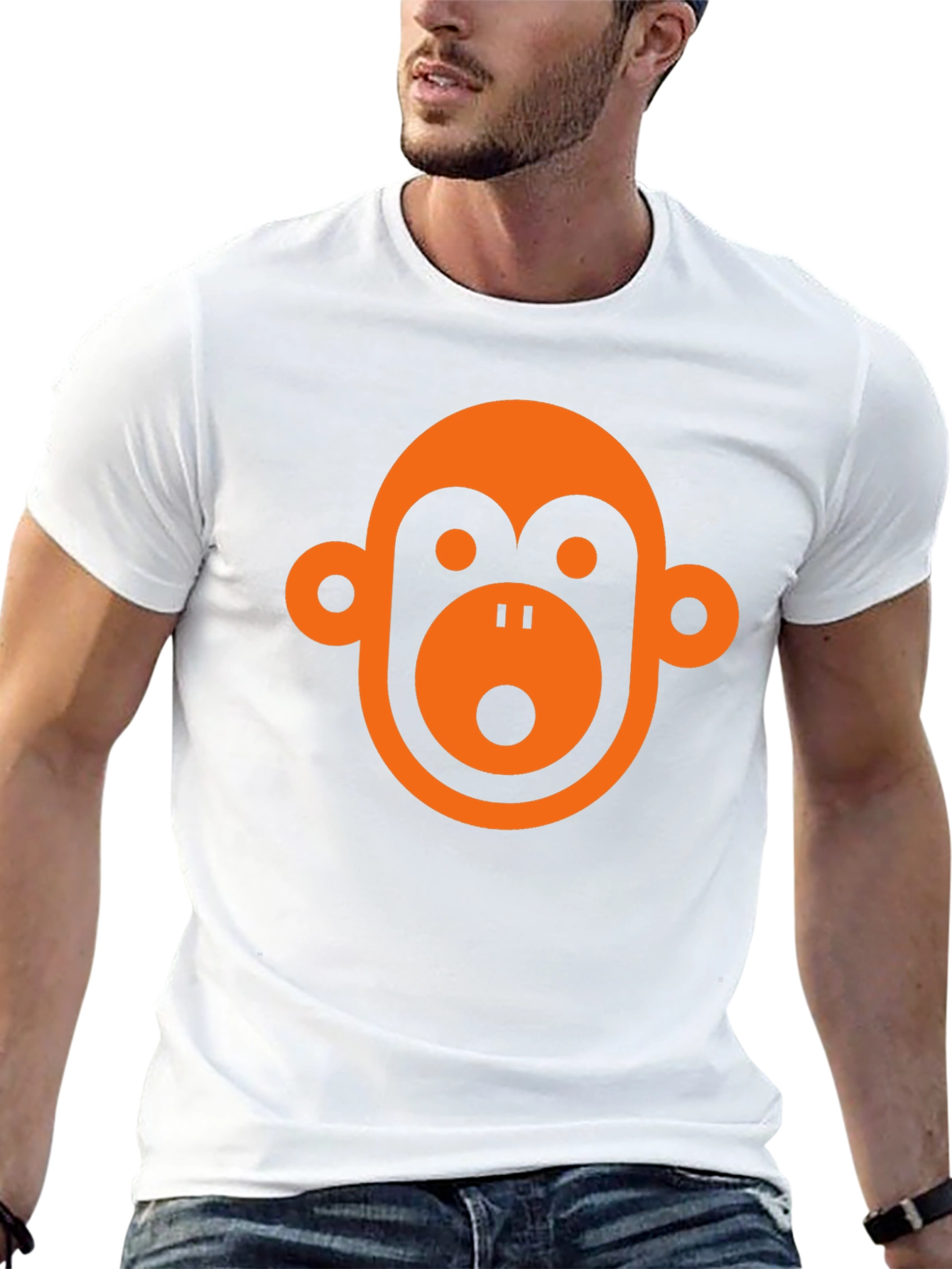 Monkey Face Graphic Tee - Black Casual T-Shirt