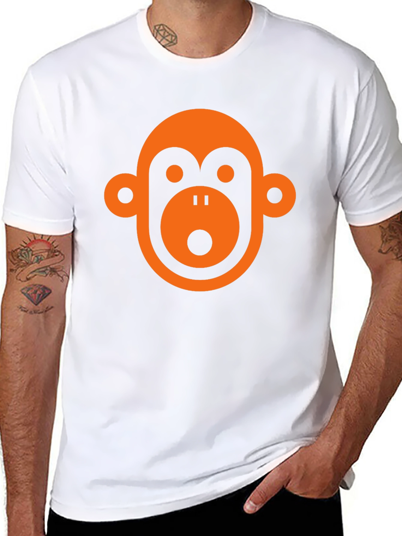 Monkey Face Graphic Tee - Black Casual T-Shirt