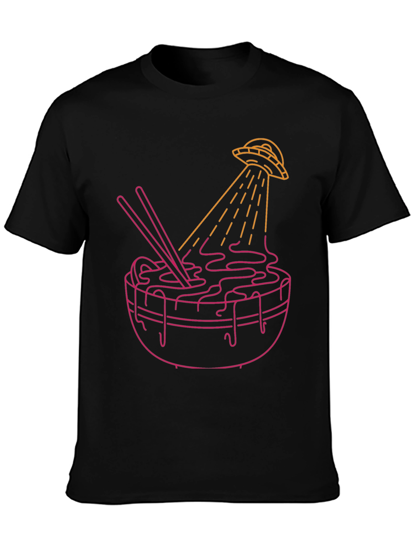 UFO Ramen Graphic Tee - Black Cotton Blend Shirt