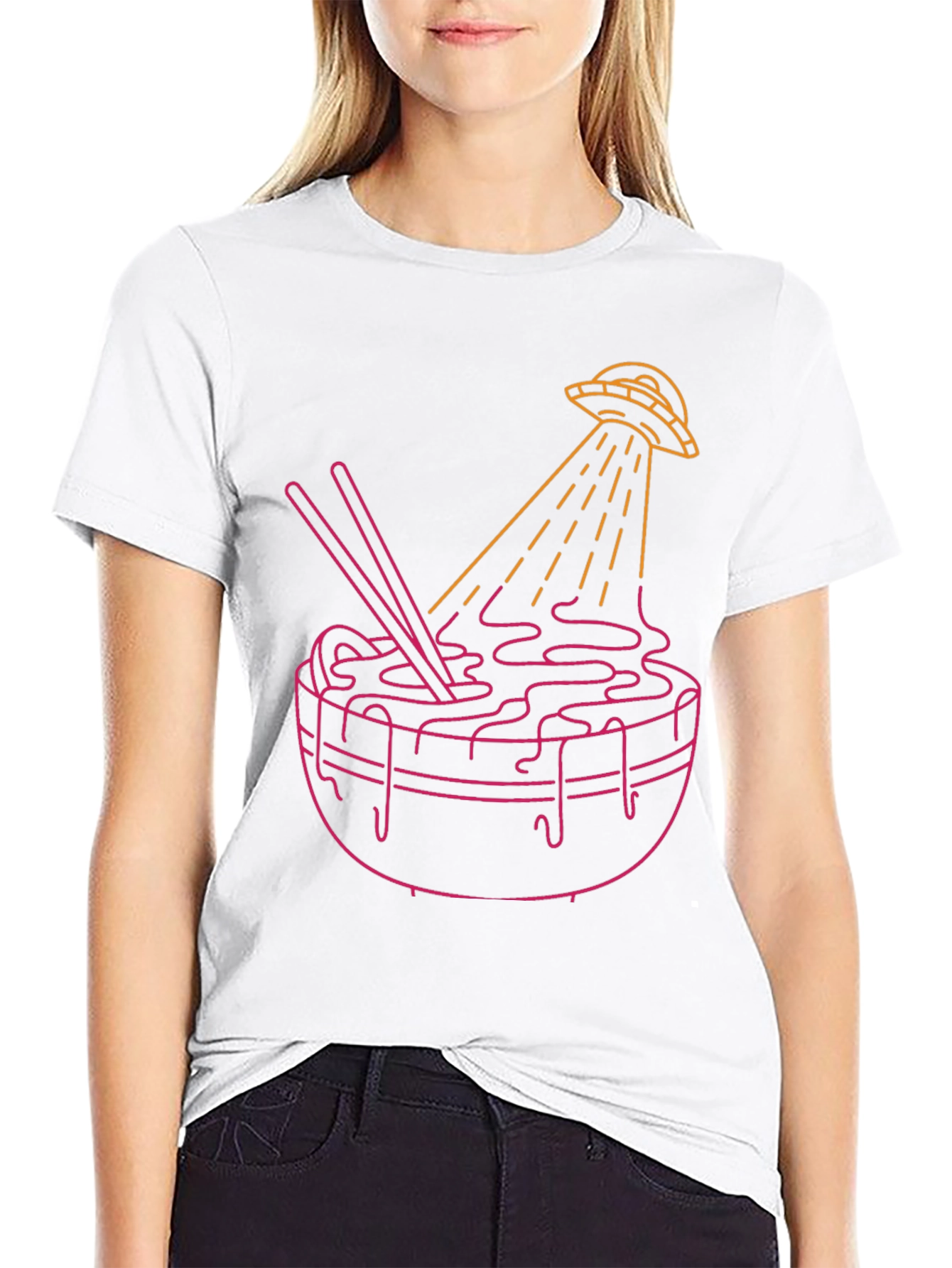 UFO Ramen Graphic Tee - Black Cotton Blend Shirt