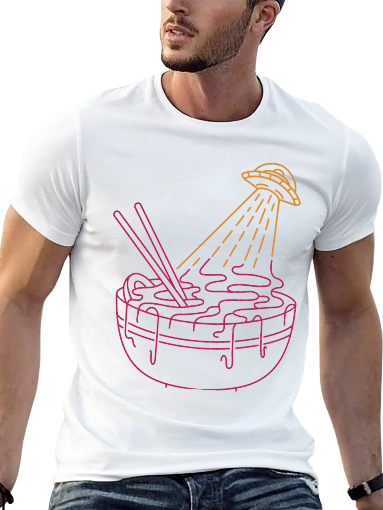 UFO Ramen Graphic Tee - Black Cotton Blend Shirt