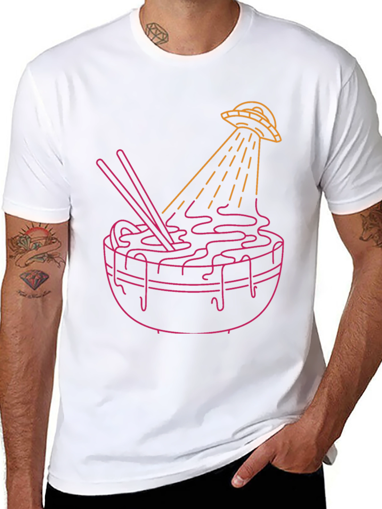 UFO Ramen Graphic Tee - Black Cotton Blend Shirt