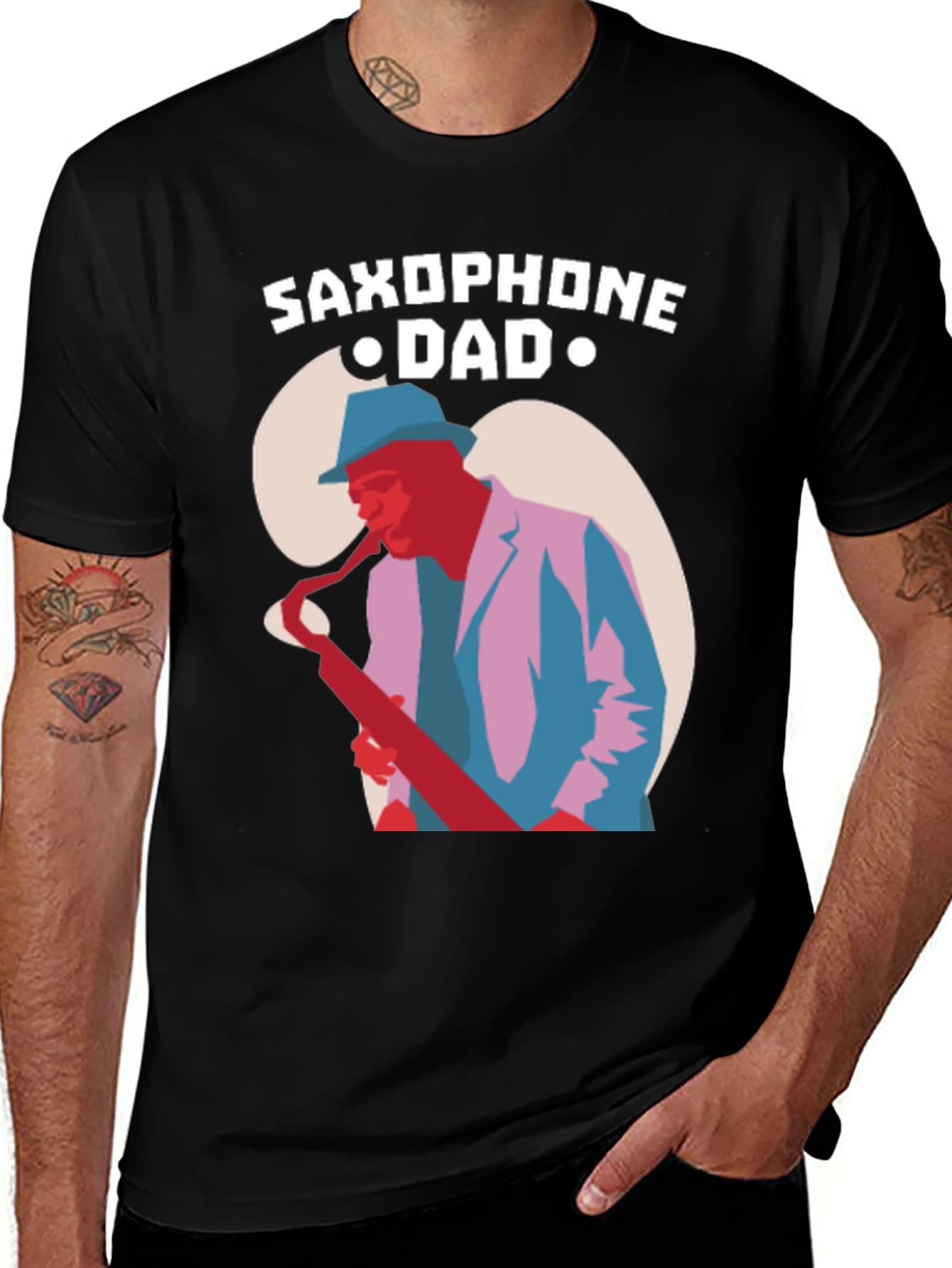 Saxophone Dad Graphic T-Shirt - Music Lover Tee