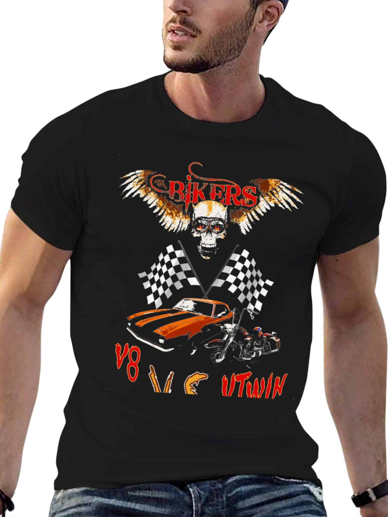 Bikers V8 vs V-Twin Graphic Tee