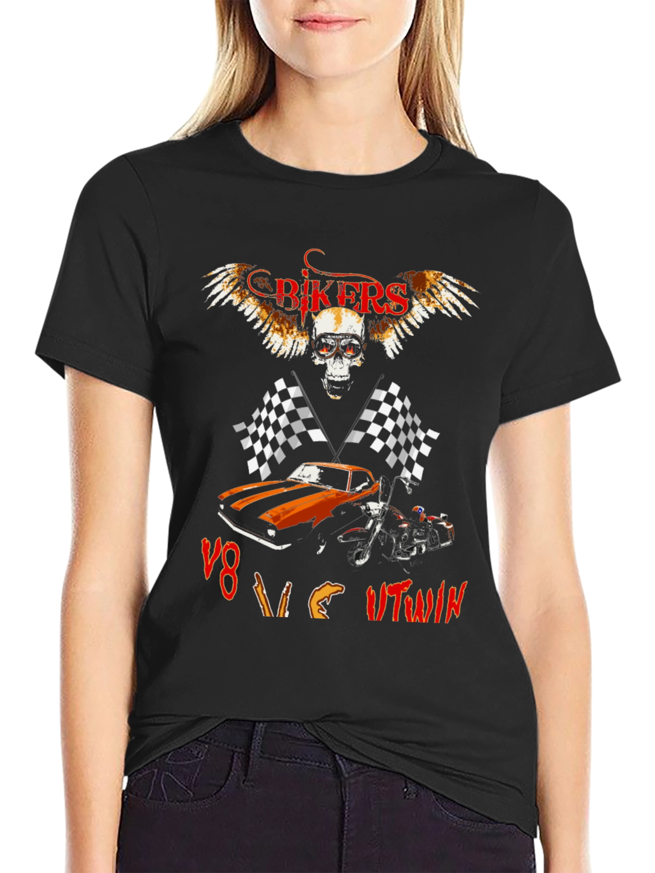 Bikers V8 vs V-Twin Graphic Tee