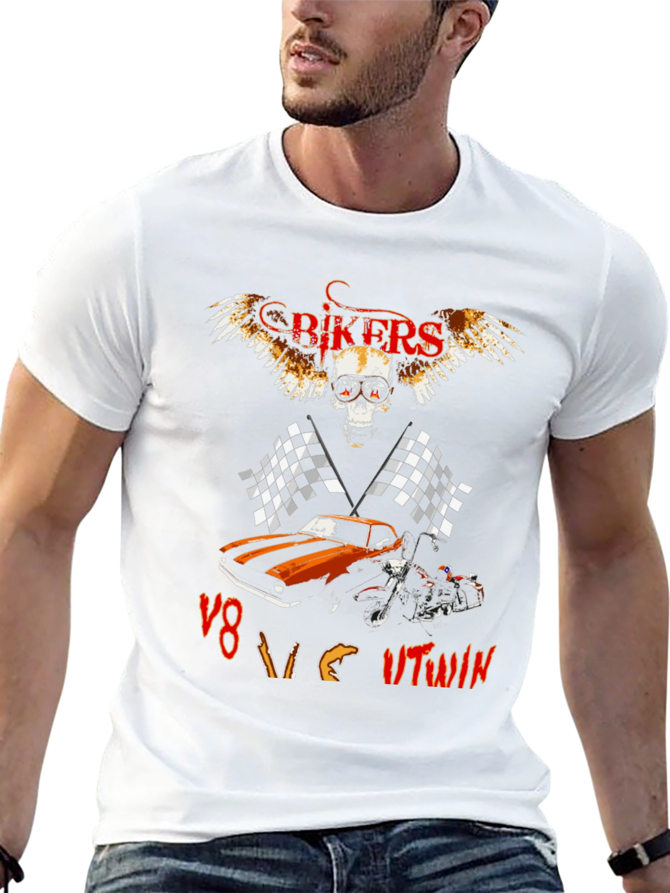 Bikers V8 vs V-Twin Graphic Tee