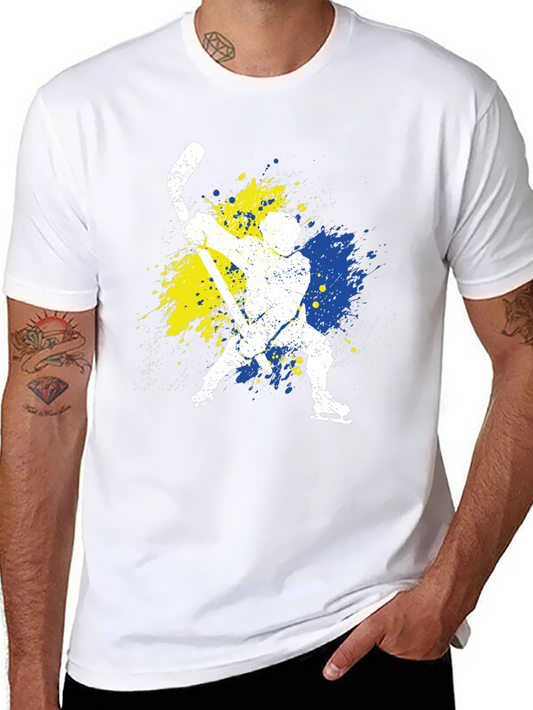 Hockey Player Graphic T-Shirt - Black Cotton Tee