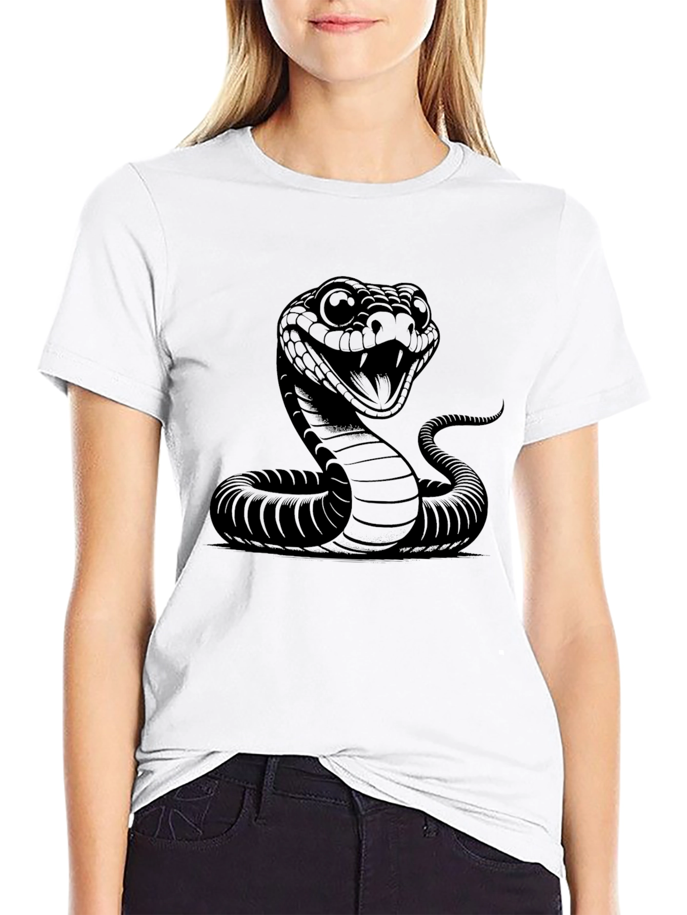 Mens Black T-Shirt with Cobra Graphic