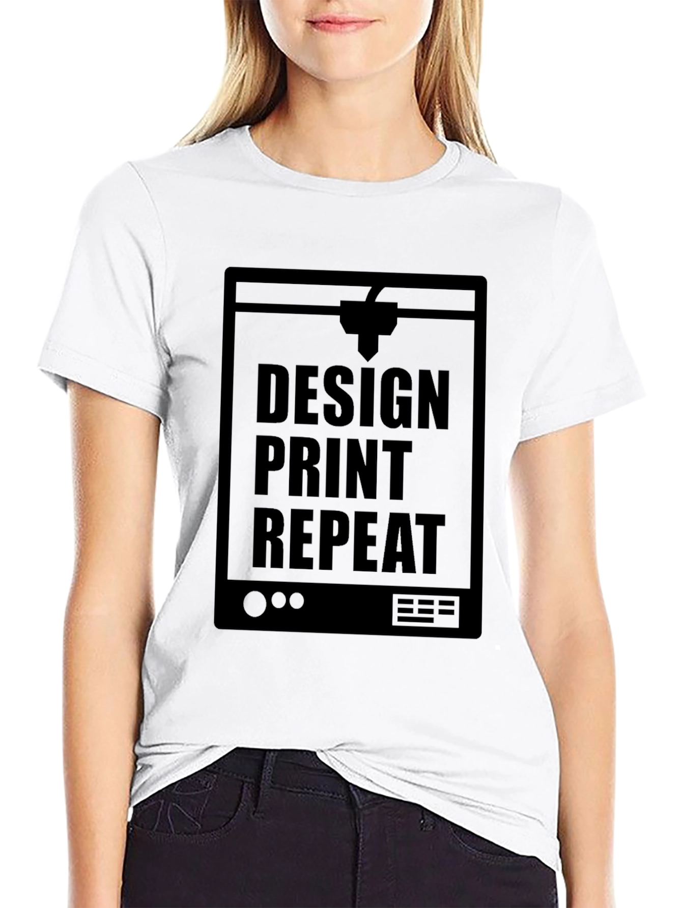 Design Print Repeat Black T-Shirt