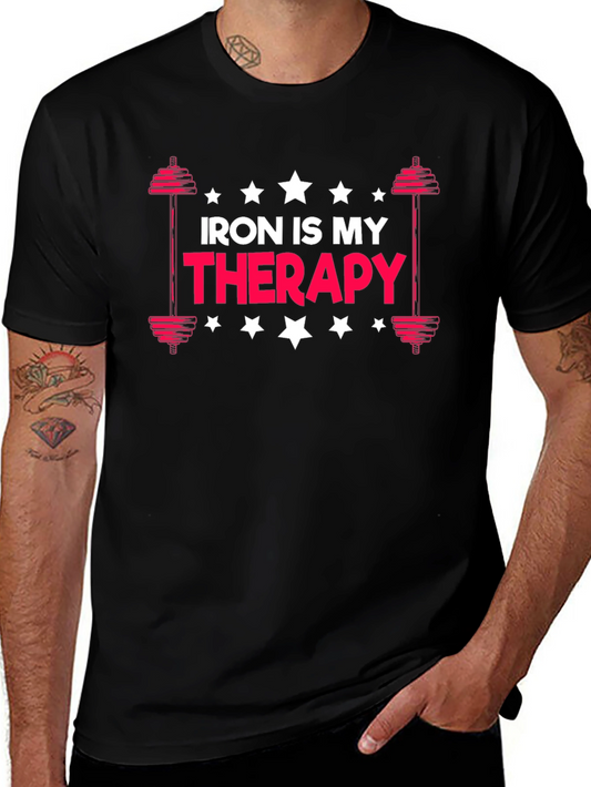Iron Is My Therapy - Black Graphic T-Shirt