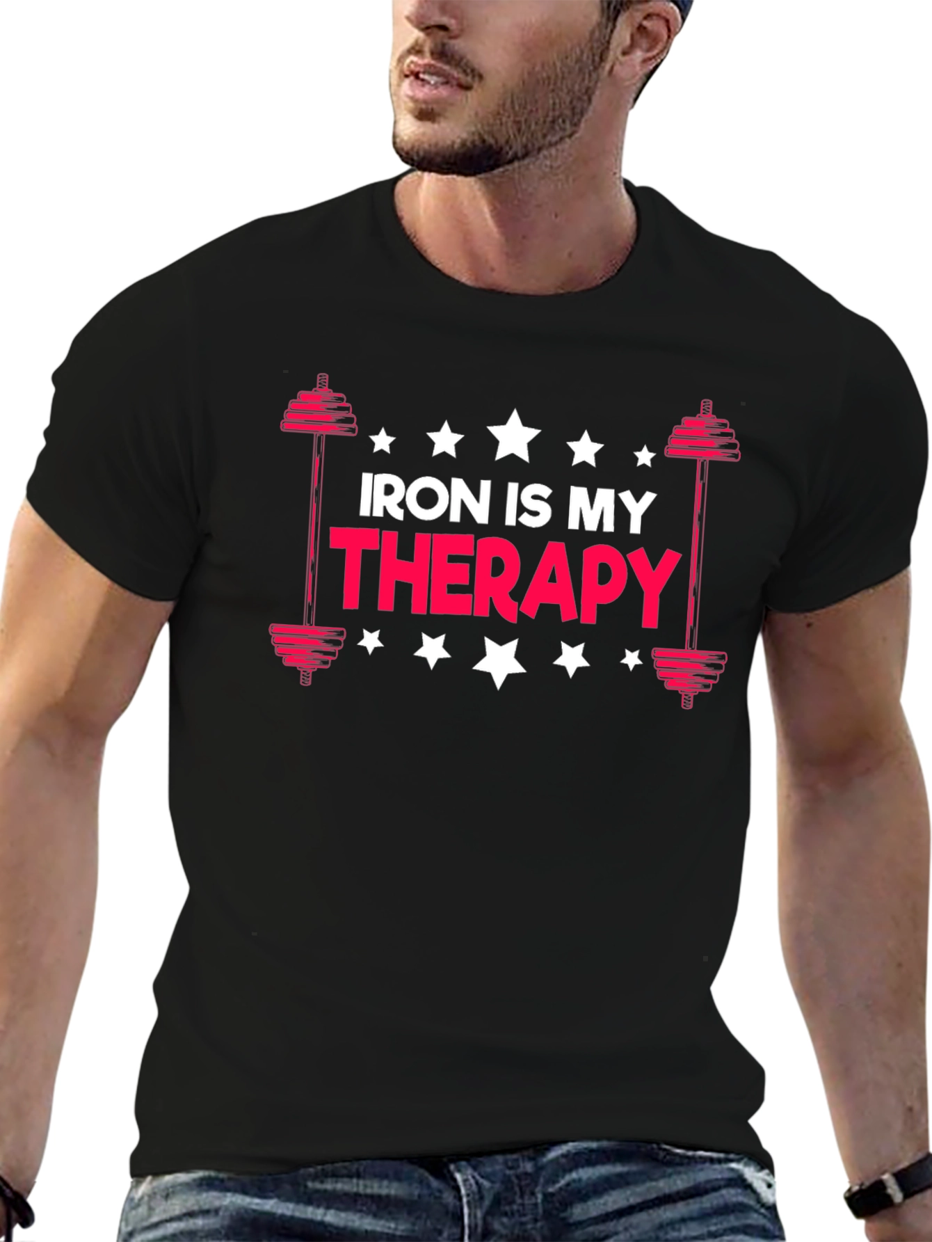 Iron Is My Therapy - Black Graphic T-Shirt