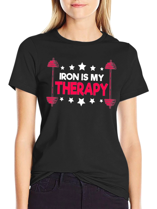 Iron Is My Therapy - Black Graphic T-Shirt