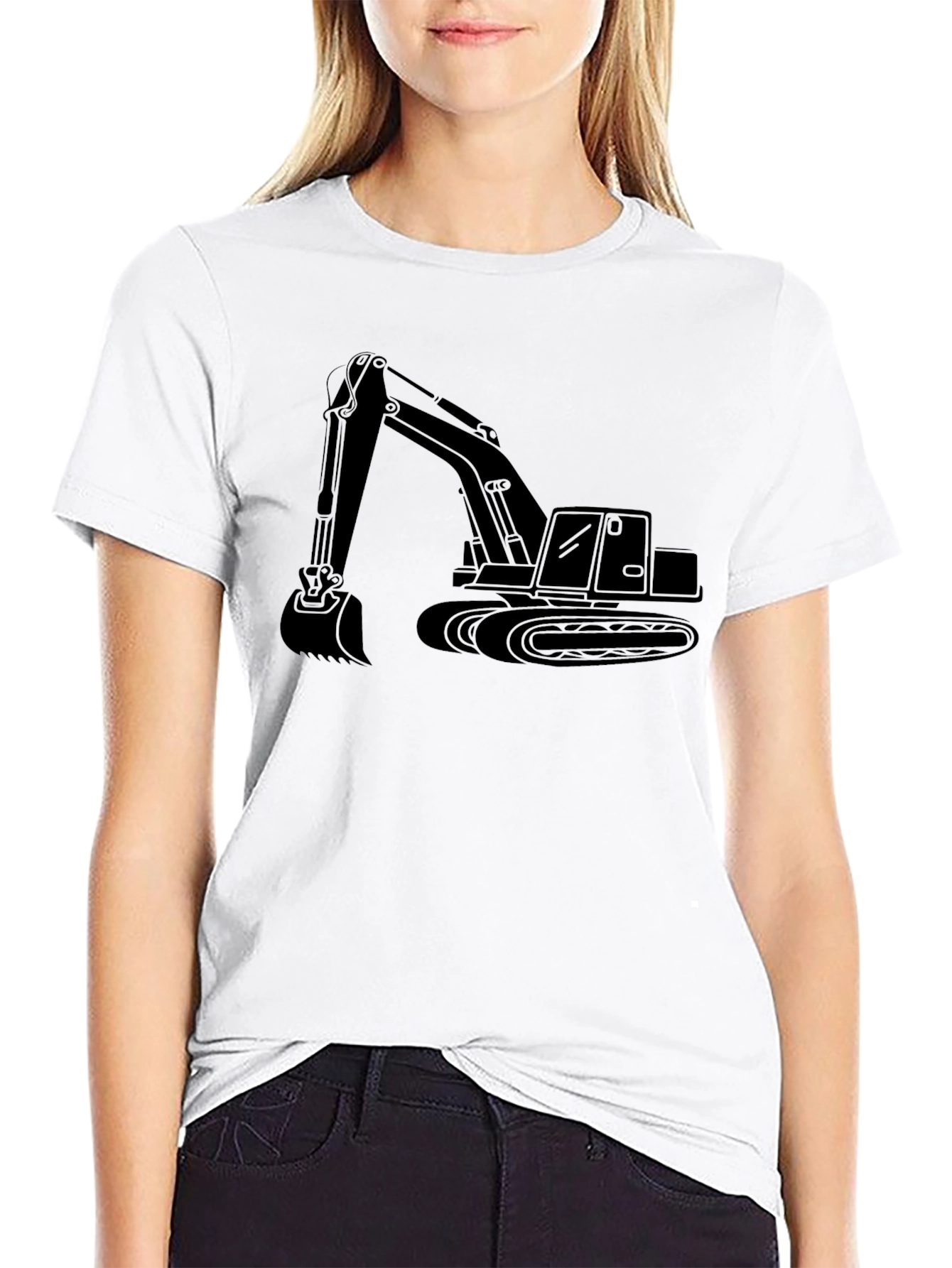 Excavator Graphic Tee - Black Crew Neck