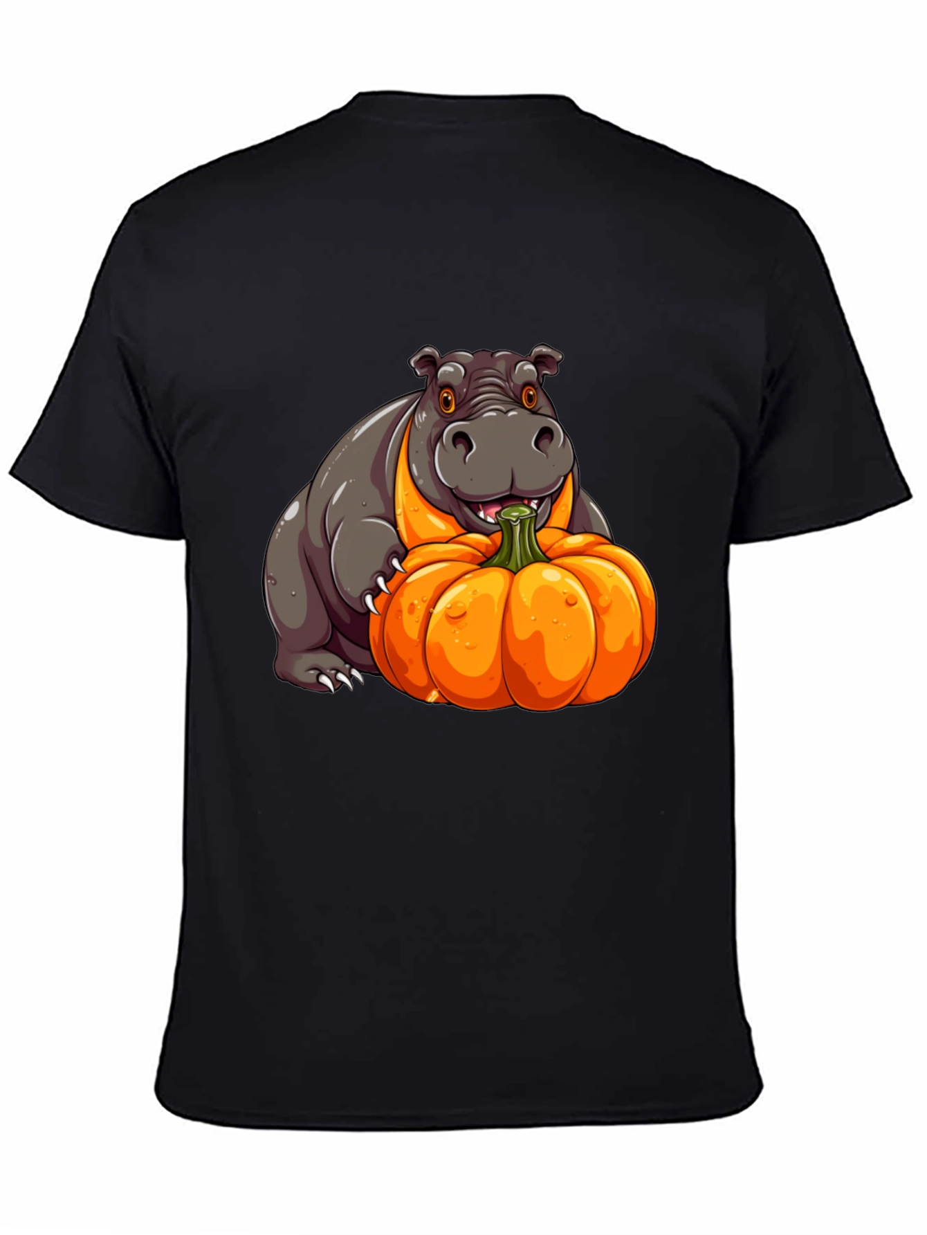 Hippo & Pumpkin Graphic Tee - Halloween Style