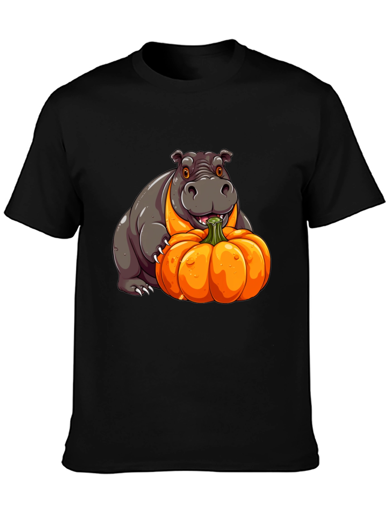 Hippo & Pumpkin Graphic Tee - Halloween Style