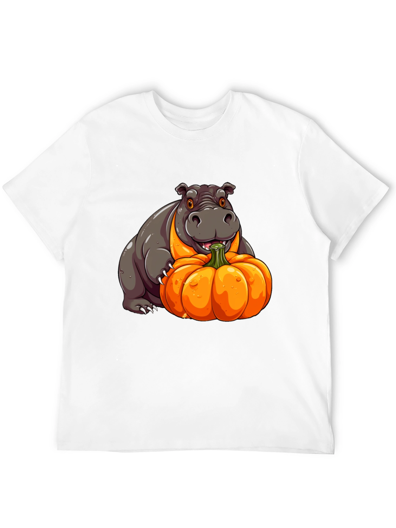Hippo & Pumpkin Graphic Tee - Halloween Style