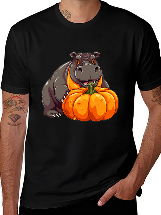 Hippo & Pumpkin Graphic Tee - Halloween Style