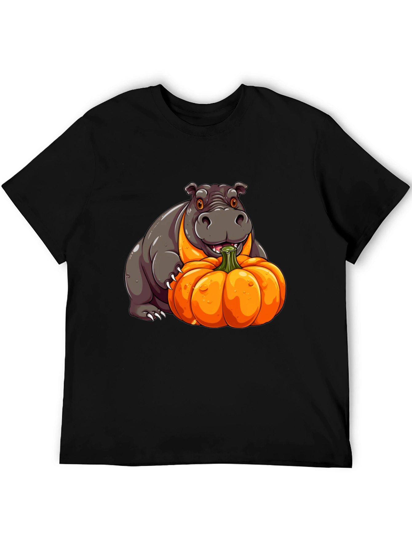 Hippo & Pumpkin Graphic Tee - Halloween Style