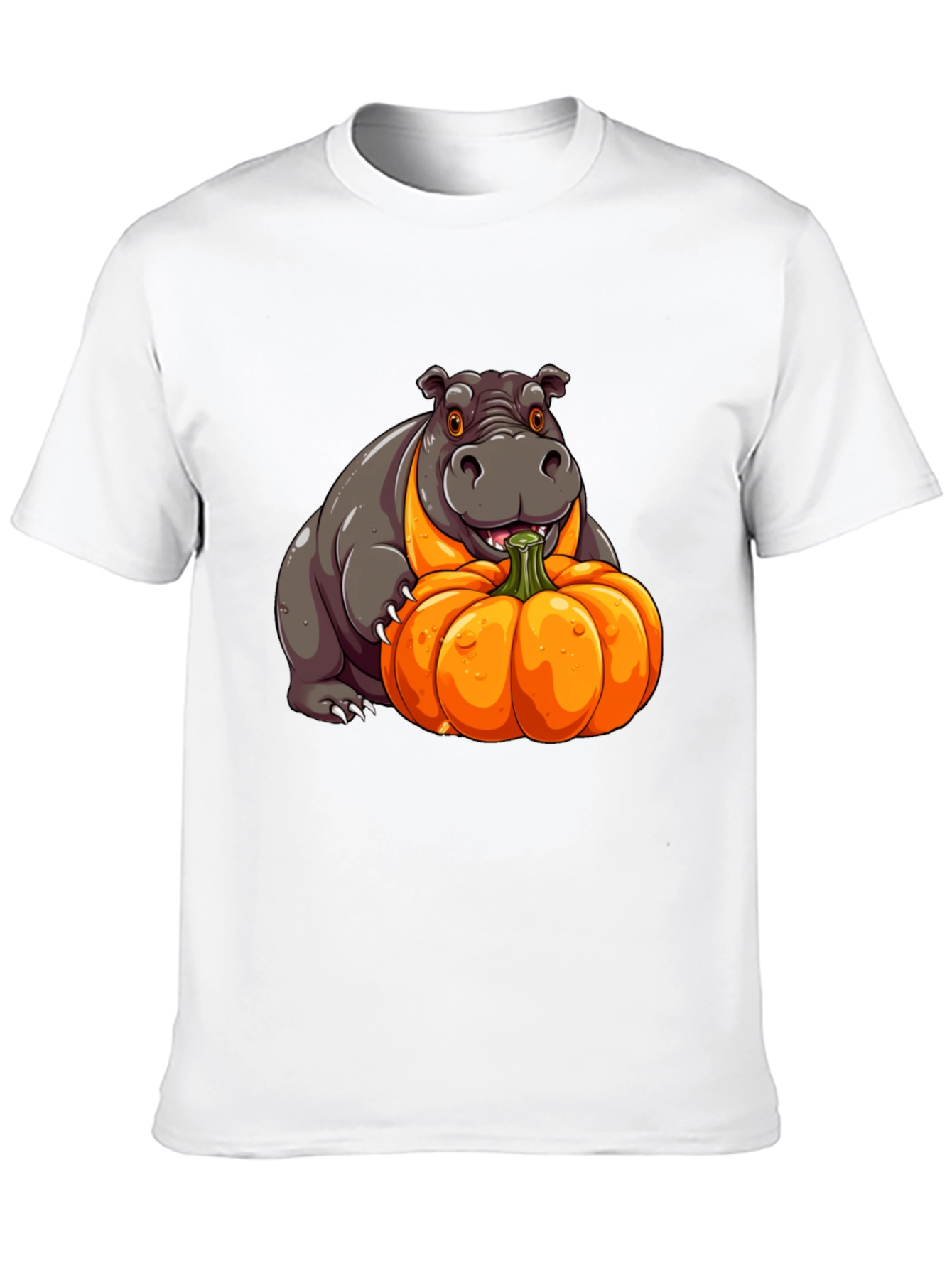 Hippo & Pumpkin Graphic Tee - Halloween Style