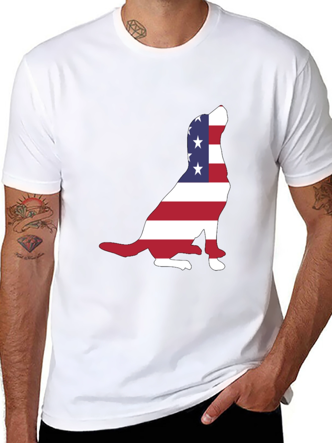 Patriotic Dog USA Flag T-Shirt