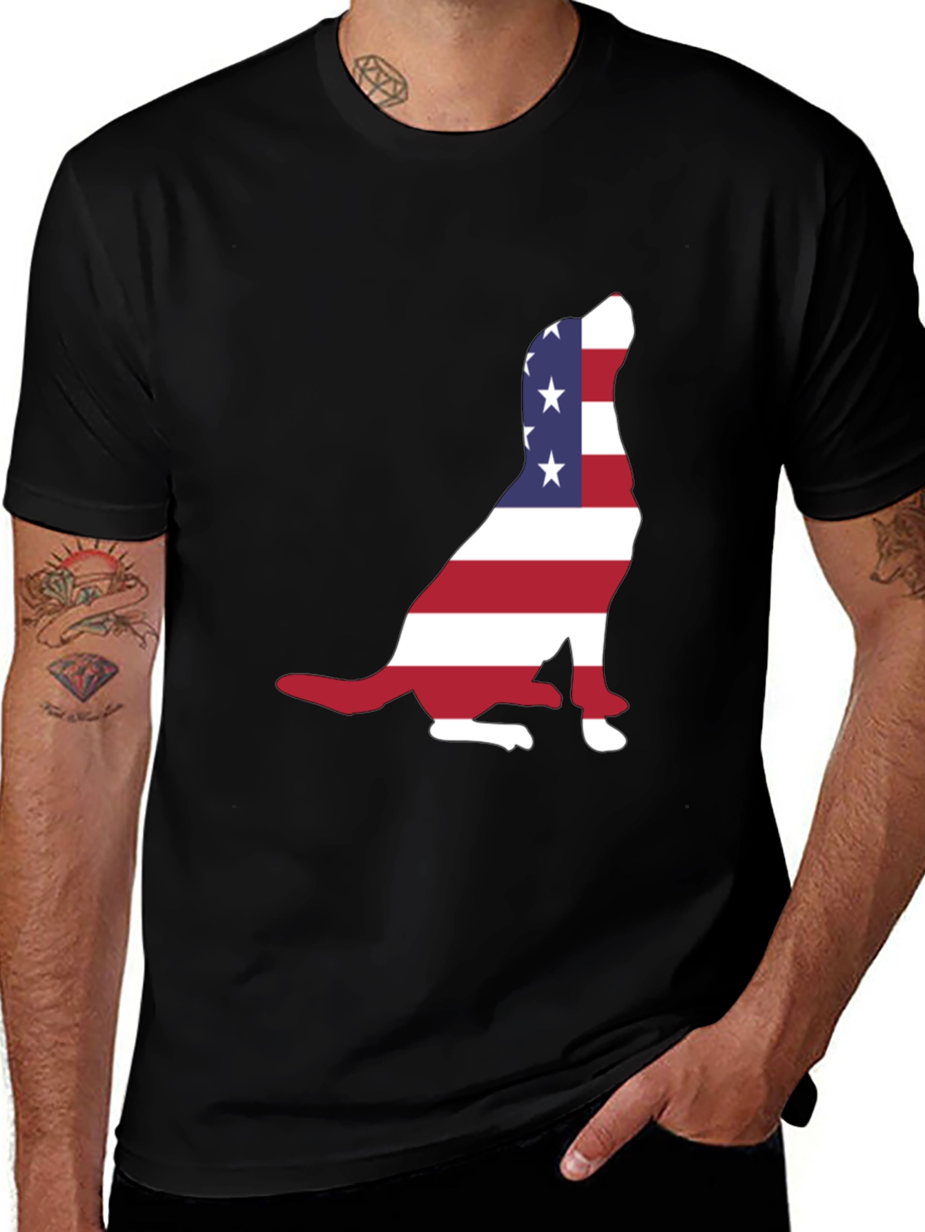 Patriotic Dog USA Flag T-Shirt