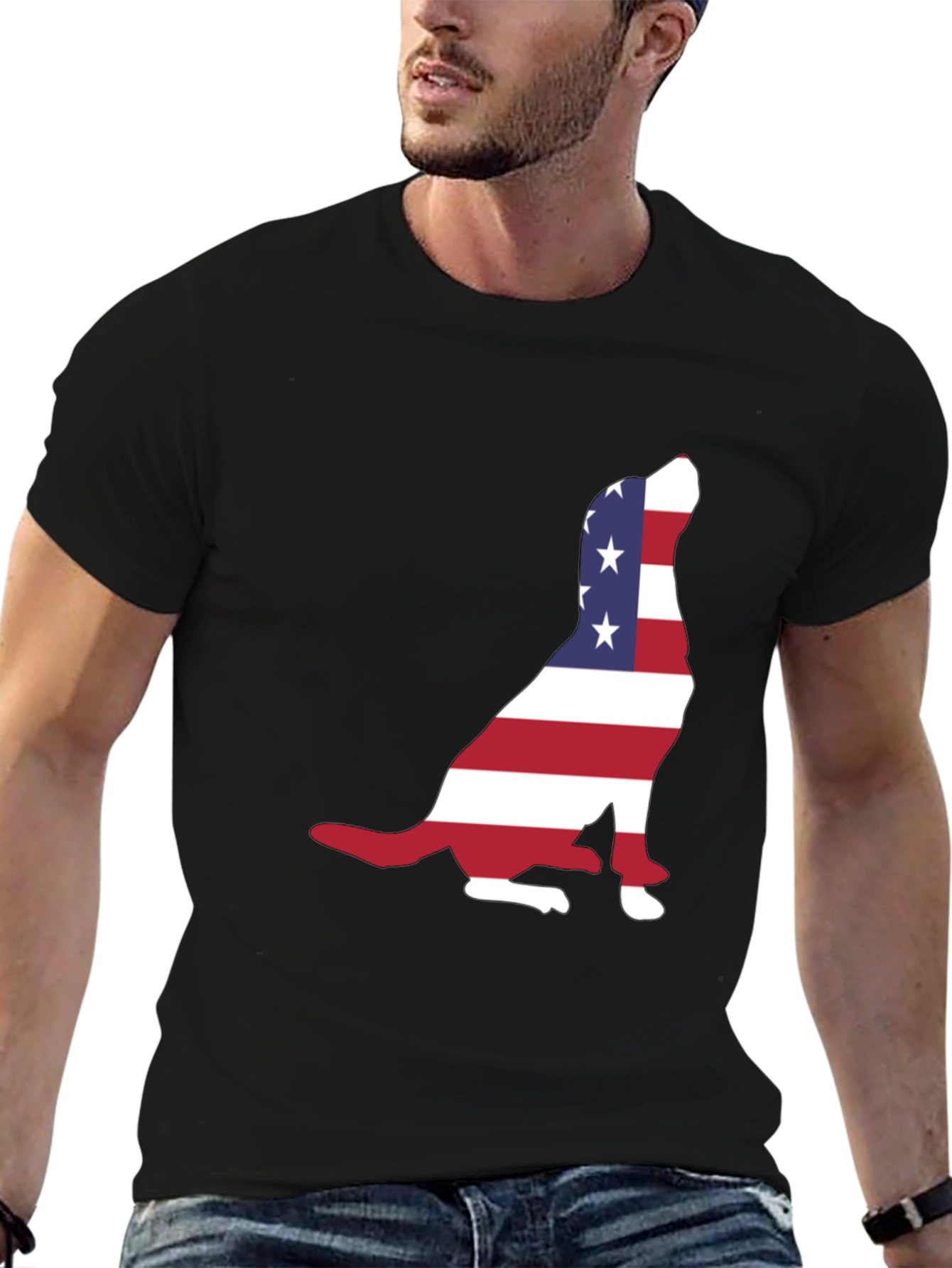 Patriotic Dog USA Flag T-Shirt