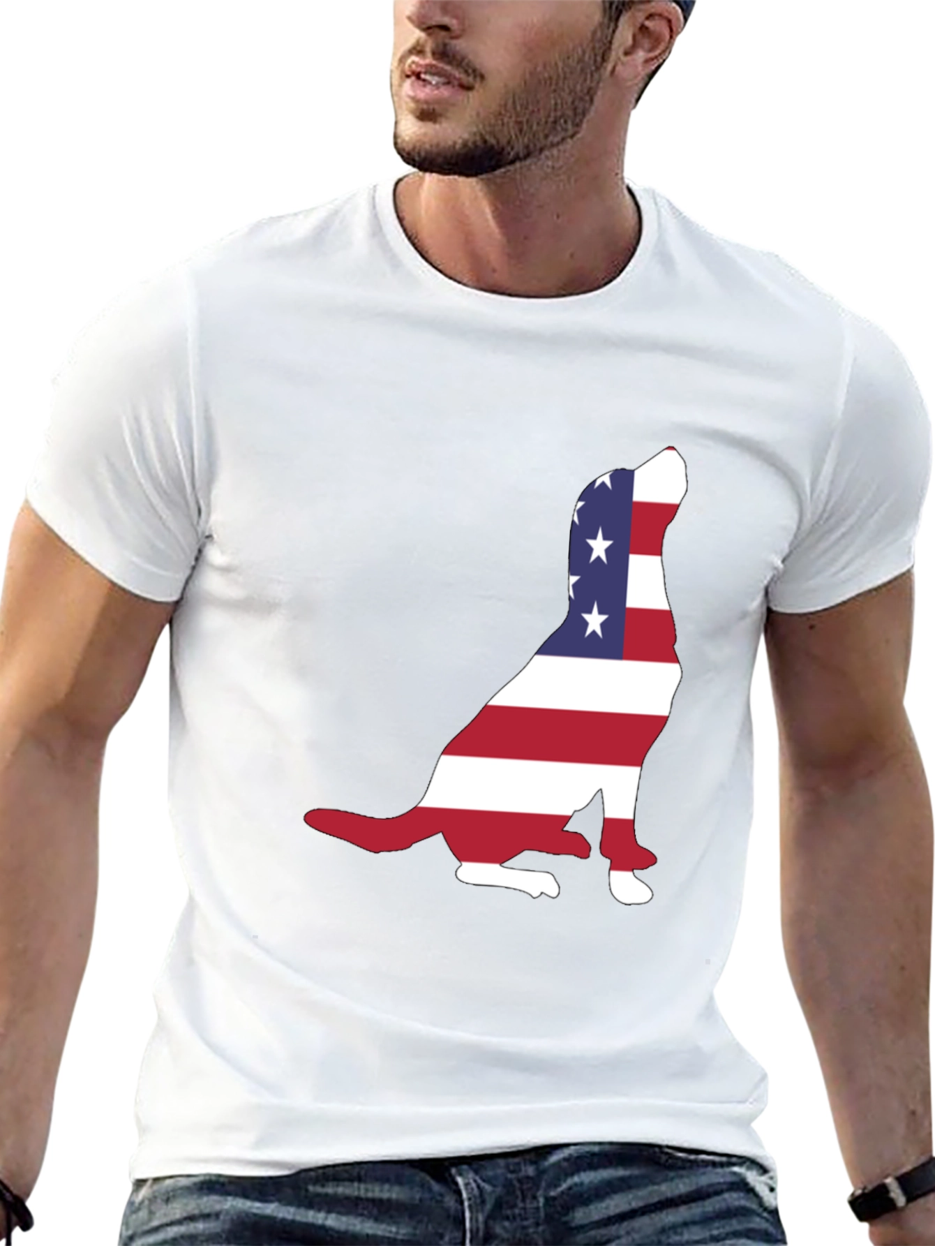 Patriotic Dog USA Flag T-Shirt