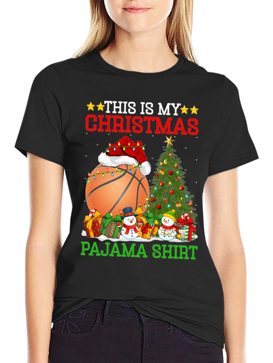 Christmas Basketball Pajama T-Shirt