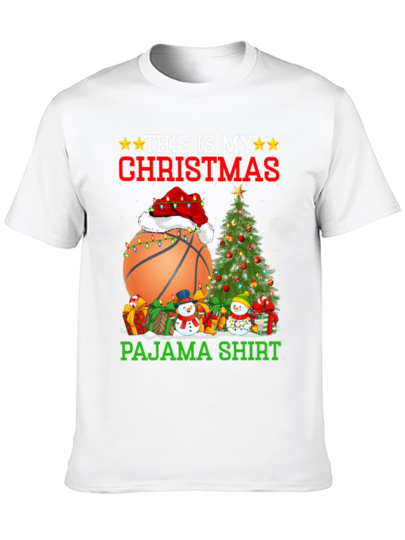Christmas Basketball Pajama T-Shirt