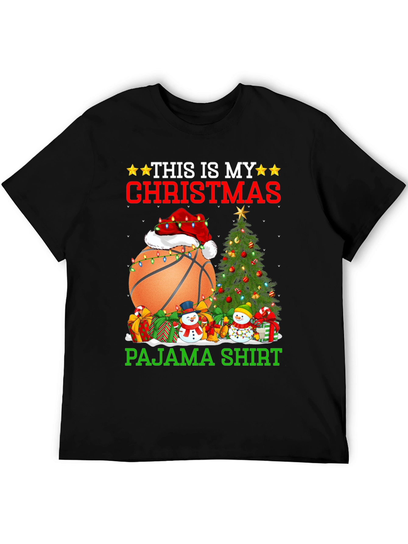 Christmas Basketball Pajama T-Shirt