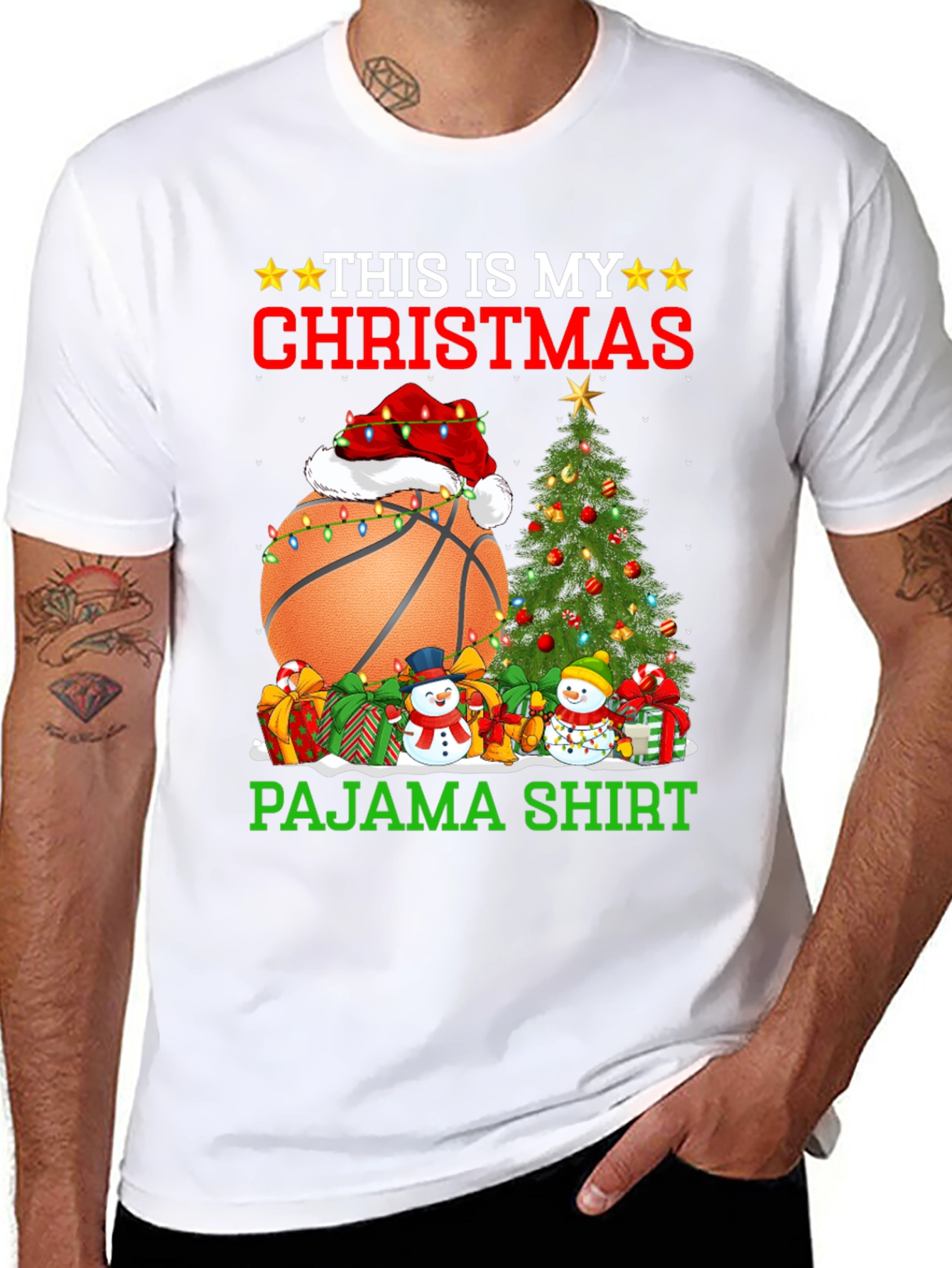 Christmas Basketball Pajama T-Shirt