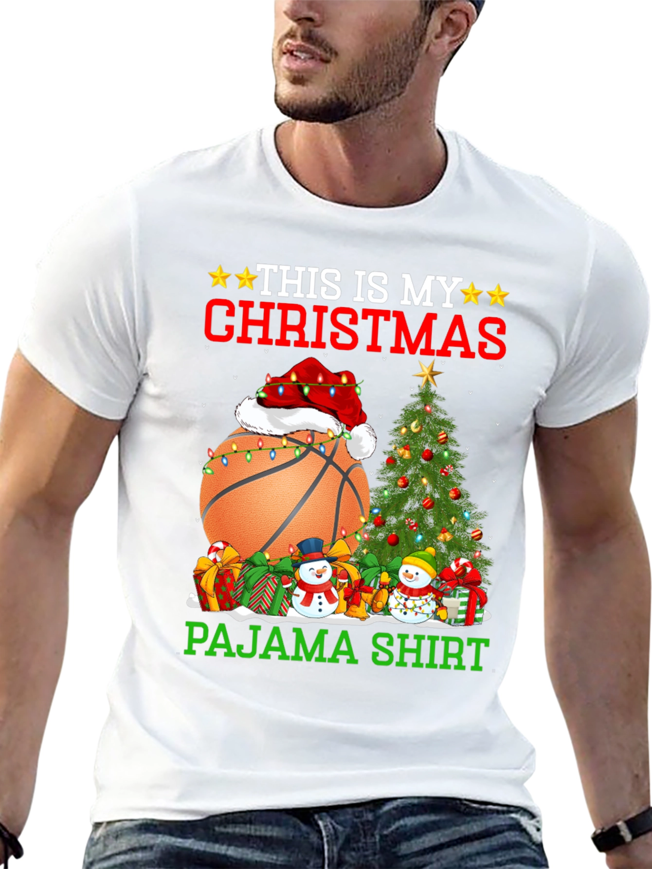 Christmas Basketball Pajama T-Shirt