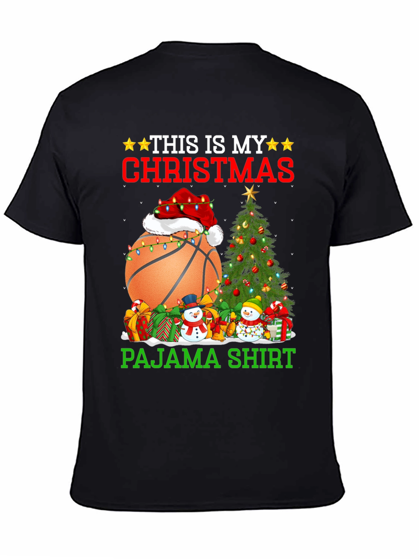 Christmas Basketball Pajama T-Shirt