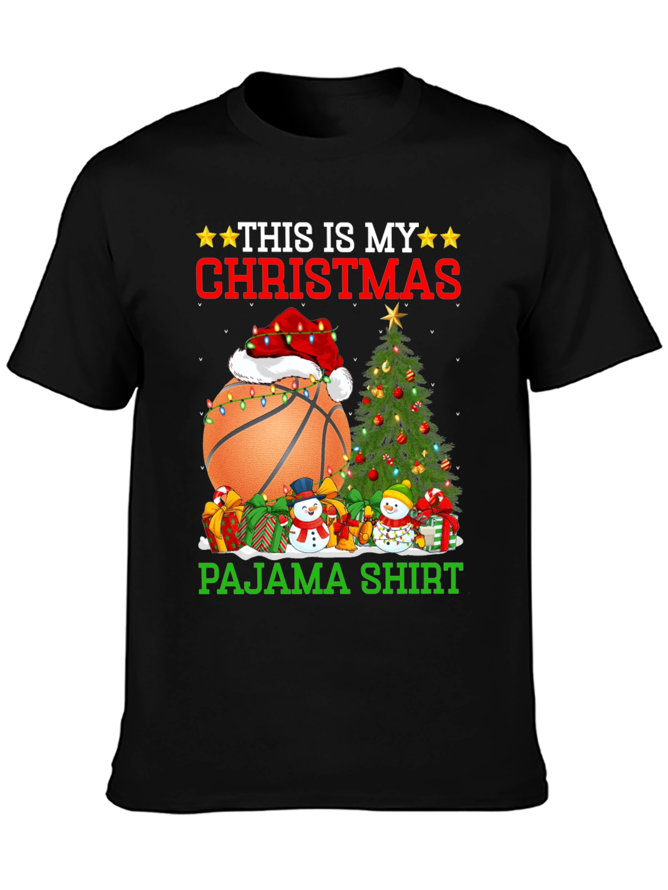 Christmas Basketball Pajama T-Shirt