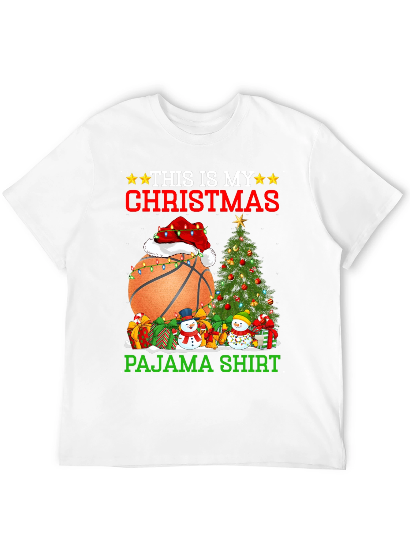 Christmas Basketball Pajama T-Shirt