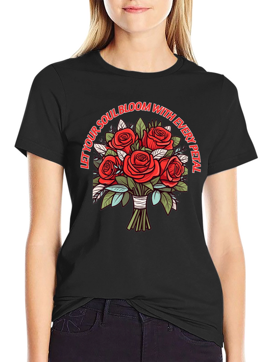 Floral Soul Bloom Tee - Artistic Rose Bouquet Design