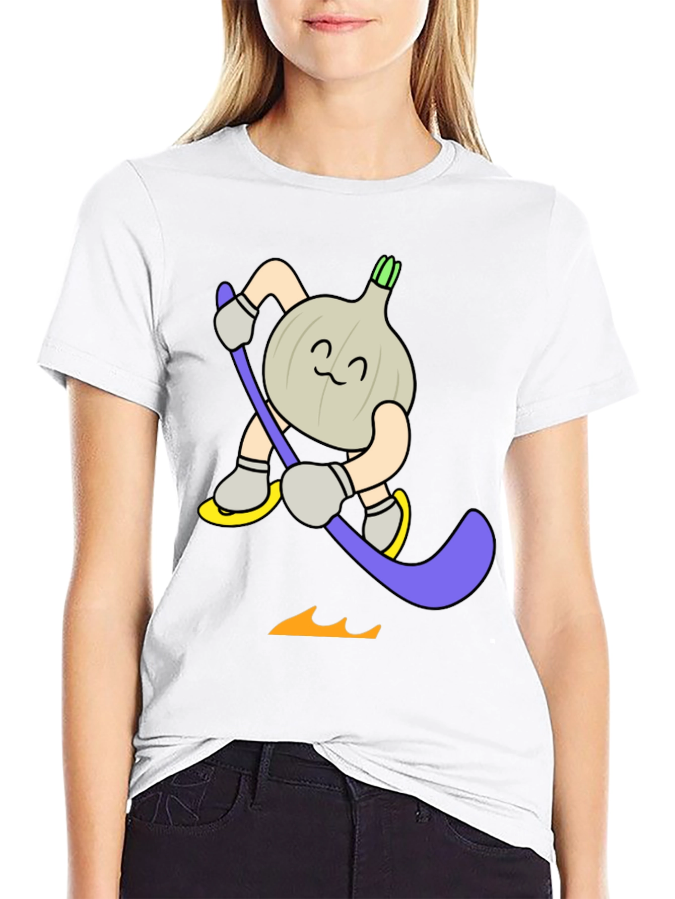Funny Cartoon Garlic Hockey Player T-Shirt