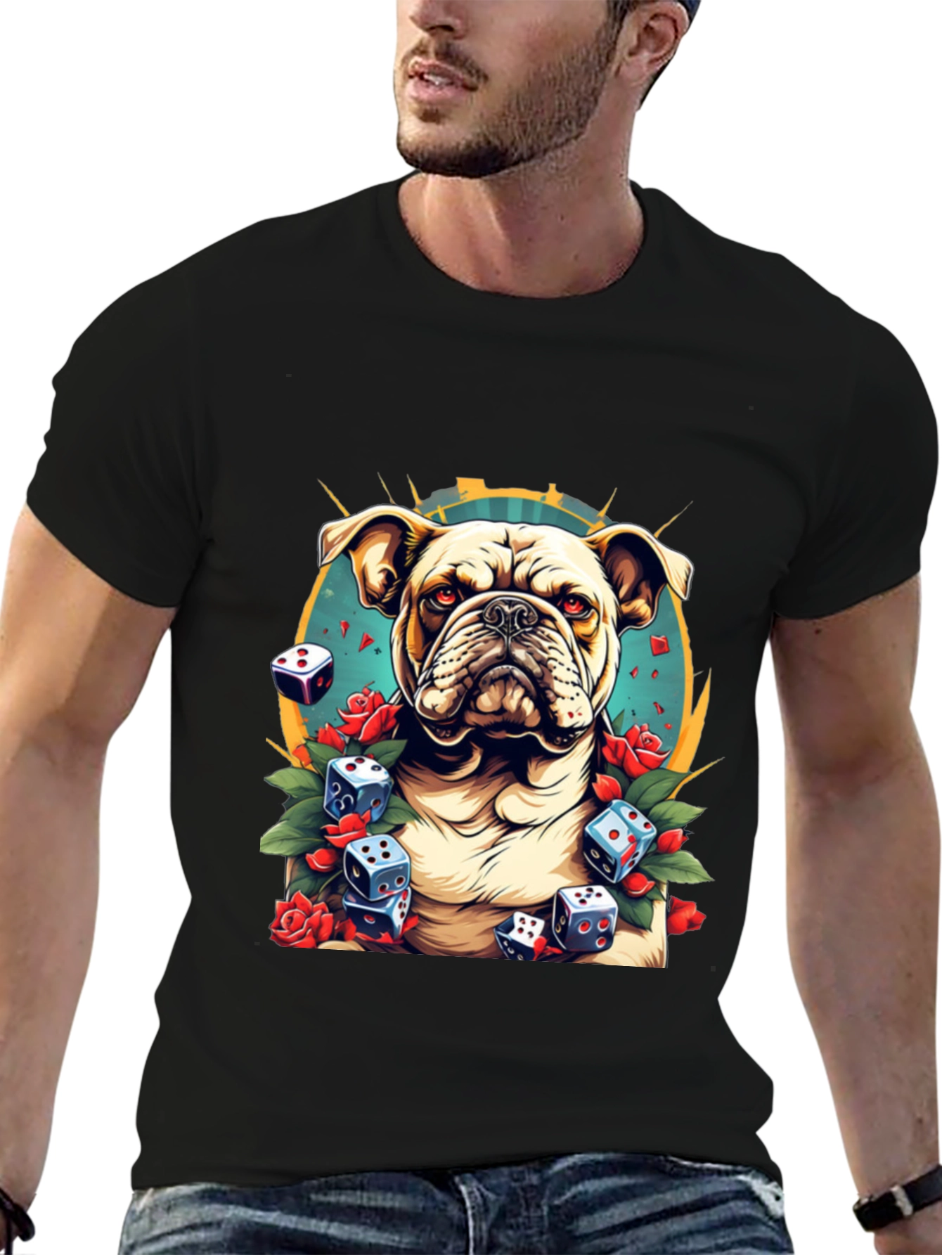 Bulldog & Dice Graphic Tee - Unique Design