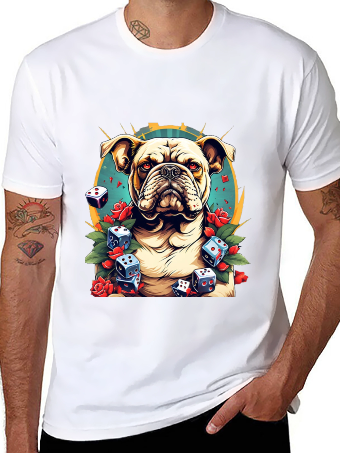 Bulldog & Dice Graphic Tee - Unique Design